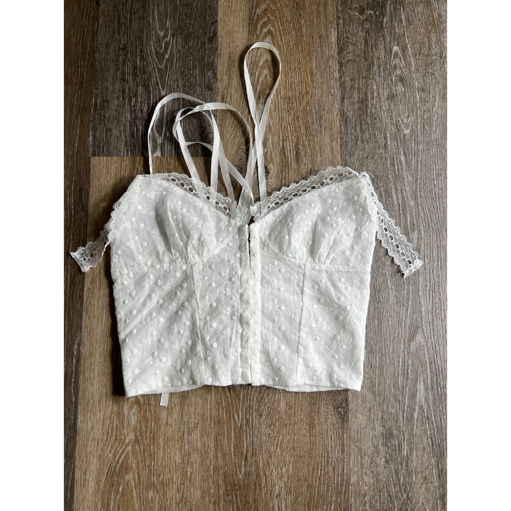 Unbranded Eyelet Lace Corset Top Womens White Romantic Cropped Bustier